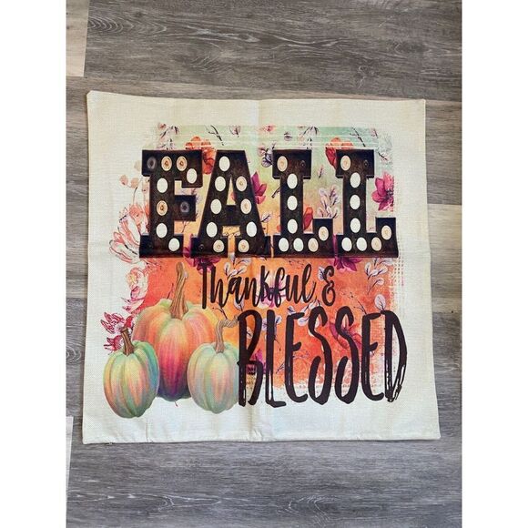 Fall Decor Pillow COVER 22”x22”, Decorative Thanksgiving Home PUMPKIN NEW - Picture 1 of 2